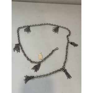 Vintage Pakula Multi Strand Necklace Silvertone Tassels w/ Original Tag New Old